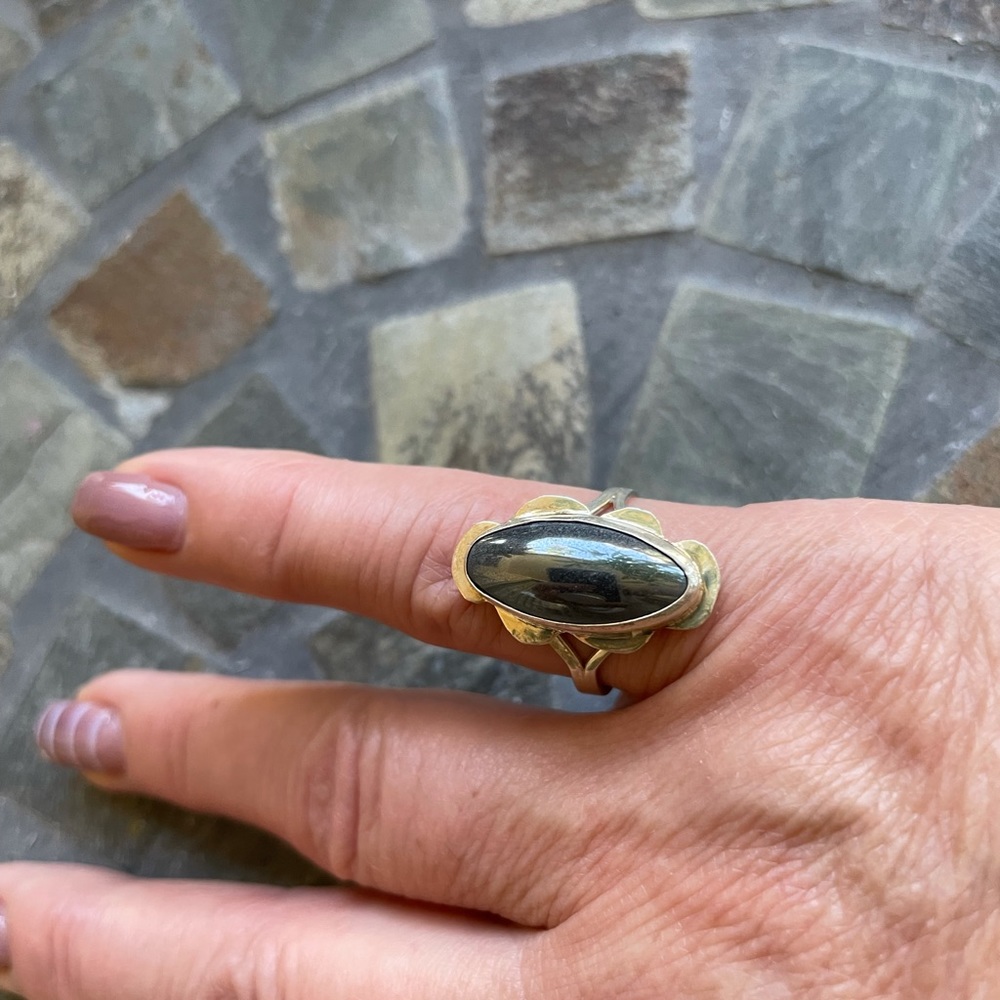 Hematite crystal stone S925 sterling silver ring - Picture 12 of 16